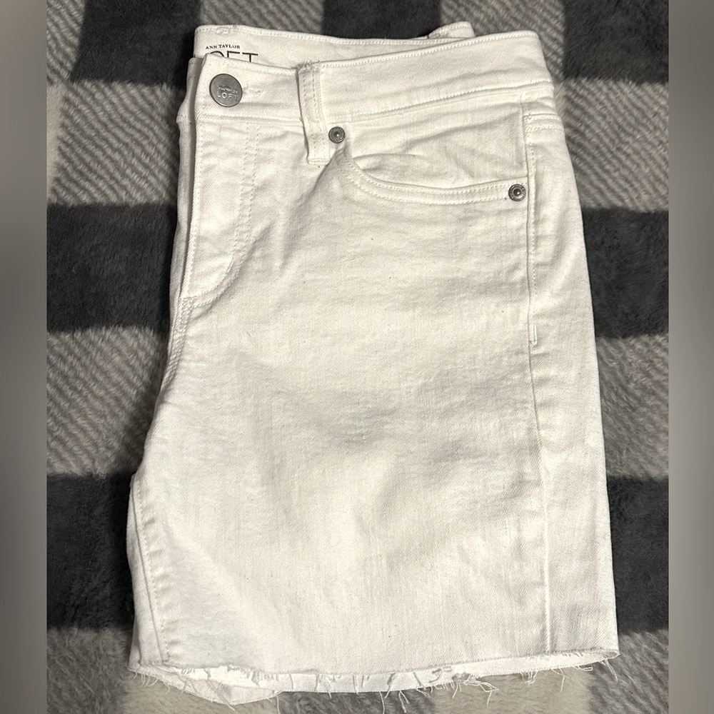 Loft - Denim Cut Off Shorts in White